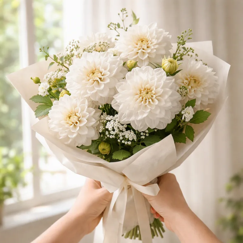 Dahlia - hvid - billede 3