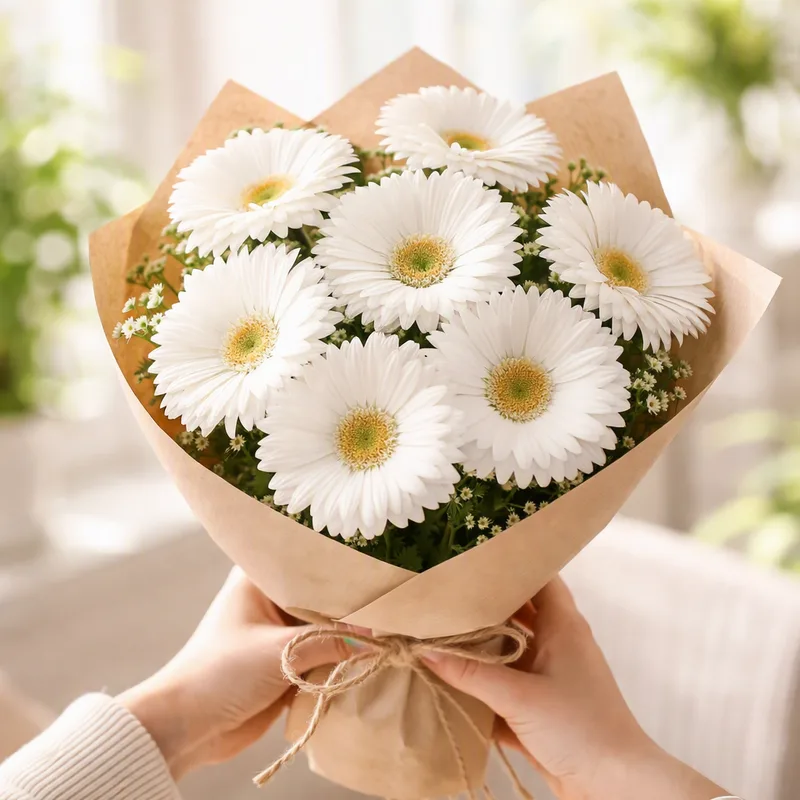 Gerbera - hvid - billede 3