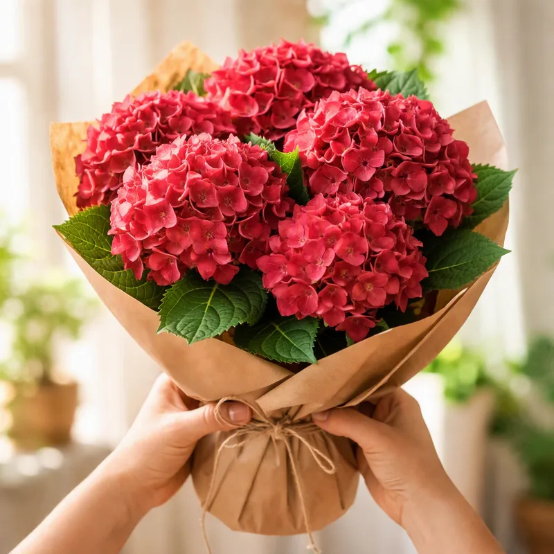 Hortensia - rød - billede 3